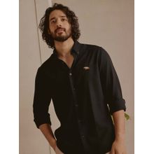 Andamen Black Solid Lyocell Blend Regular Fit Shirt