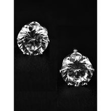 OOMPH Pair of Silver Plated Round Solitaire Cubic Zirconia Stud Earrings