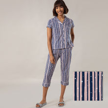 Nykd by Nykaa Super Fine Capri Set In Cosy Cotton - NYS030 Stripe Print