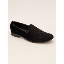 Vastramay Men Black Velvet Zardozi Loafers