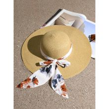 Toniq Stylish White Printed Scarf Summer Vacation Beach Hats for Women