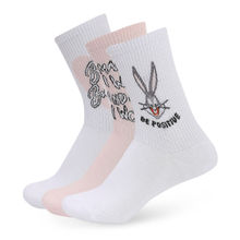Balenzia Womens Looney Tunes Cartoon Themed Ribbed High Ankle Socks (Pack of 3)