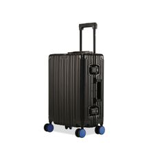 EUME 100% Aluminium Check-In Small Luggage 50 Cm Black with Blue Wheel
