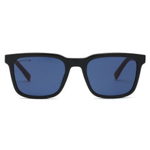 Lacoste Blue Lens Modified Rectangle Sunglass Full Rim Black Frame (53)