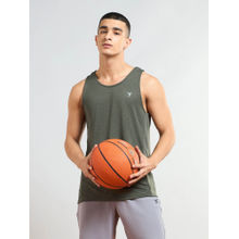 Technosport Men Melange Slim Fit Round Neck Sports Tank Top with Double Cool