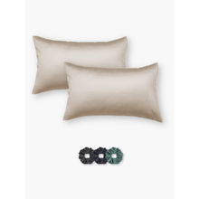 SEEVO Cream Satin Pillow Covers - 17 x 27 Inches (Set of 2) (Free Size)