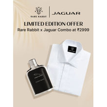 Rare Rabbit Men White Satin Stretch Shirt With Jaguar Perfume 100Ml Gift Set (Set of 2)