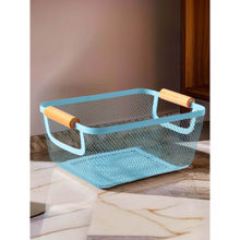 The Better Home Blue Rectangular Metal Wire Basket Blue, Small