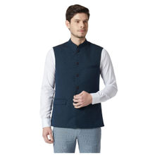 Park Avenue Men Blue Textured Waistcoat