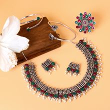Teejh Naisha Multi Colored Silver Oxidized Jewelry Gift Set