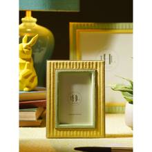 Pure Home + Living Yellow & Green Stitched Faux Leather Photo Frame