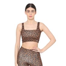 Silvertraq Square Neck Sports Bra Leopard - Brown