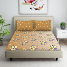 CORE Designed by SPACES Seasons Premium Bedsheets Double Brown with 2 pillow covers Yellow (Queen)