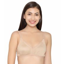 Clovia Cotton Rich Solid Non-Padded Full Cup Wire Free Spacer Bra - Nude
