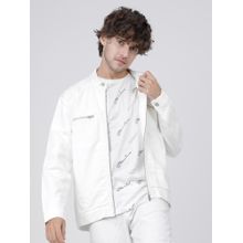 HIGHLANDER Men White Solid Denim Jacket