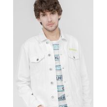 HIGHLANDER Men White Solid Denim Jacket