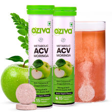 Oziva ACV Moringa To Control Cravings, Apple Cider Vinegar, No Maltodextrin (Green Apple) Pack of 2