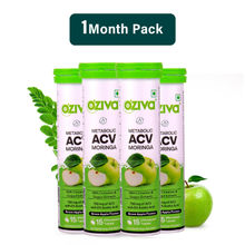 Oziva ACV Moringa To Control Cravings, Apple Cider Vinegar, No Maltodextrin (Green Apple) Pack of 4
