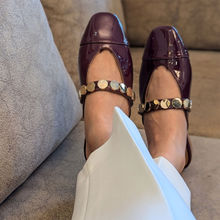 Devano Cherry Square Gold Studded Mules