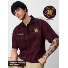 The Souled Store Official Jacquard Polo: Harry Potter Hogwarts Men Oversized Polos