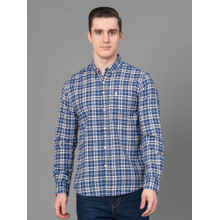 Red Tape Blue Checked Poly Cotton Mens Full Sleeve Shirt