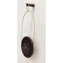 ARTYPILLAR Solid Sheesham Wood Open Dial In Dark Oak with Golden Iron Oval Ring Wall Clock