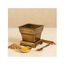 Ritualistic Gold Premium Brass Hawan Kund with Spoon