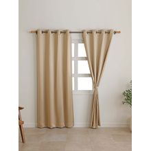 The Home Story Golden Beige Blackout Eyelet Window Curtains (Pack Of 2)
