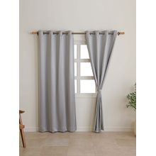 The Home Story Pearl Grey Blackout Eyelet Window Curtains (Pack Of 2)