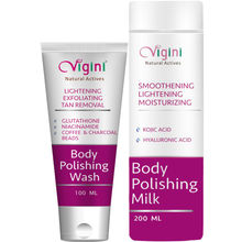 Vigini Exfoliating Coffee Scrub Body Wash & Moisturizer Lotion For Dull Dark Spots Tanning Removal