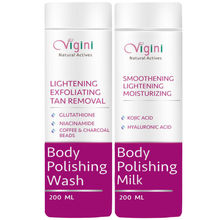 Vigini Exfoliating Coffee Scrub Wash & Skin Whitening Moisturizer Body Lotion Tan Dark Spots Removal
