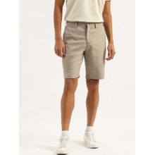 United Colors of Benetton Solid Comfort Fit Chambray Slub Shorts
