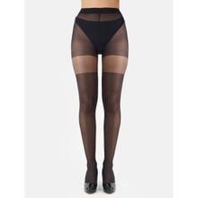 NEXT2SKIN Womens Nylon Sheer Transparent Pattern Pantyhose Stocking - Black