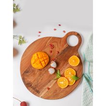 Nestasia Brown Farmhouse Round Wooden Platter 15 Inch