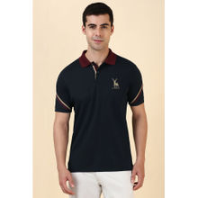 Allen Solly Navy Blue Solid Regular Fit Polo T-Shirt