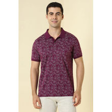 Allen Solly Purple Printed Regular Fit Polo T-Shirt