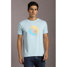 Louis Philippe Blue Printed Slim Fit T-Shirt