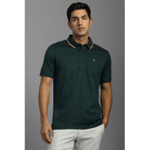 Louis Philippe Green Self Design Regular Fit Polo T-Shirt