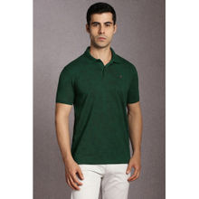 Louis Philippe Green Printed Slim Fit Polo T-Shirt