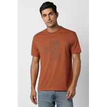 Peter England Brown Printed Regular Fit T-Shirt
