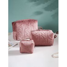 Nestasia Dusty Rose Pink Cosmetic Bag Set of 3