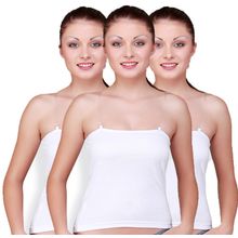 Floret Pack Of 3 Camisoles With Transparent Straps - White