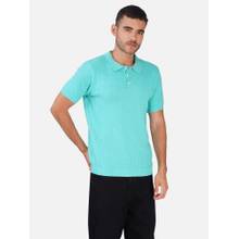 JOE Hazel Men Turquoise Waffle Knit Polo Neck T-Shirt
