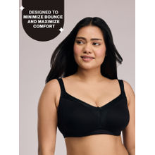 Ultimate M-Frame Bounce Control Cotton Non Padded Non Wired Bra-Satin Black NYB101