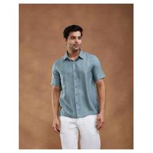 Fabindia Grey Viscose Silk Print Bush Shirt