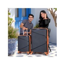 Red Tape Black and Orange 4 Wheels Trolley Bag (Pack of 2)
