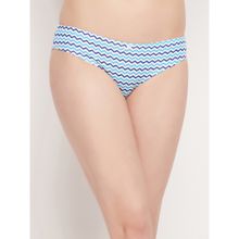 Clovia Low Waist Printed Bikini Panty With Inner Elastic - Cotton - Blue