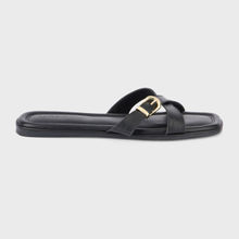 IYKYK by Nykaa Fashion Black Solid Buckle Detail Cross Strap Square Toe Flats