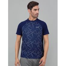 Cantabil Men Navy Blue Printed Half Sleeve Stretchable Activewear T-shirt