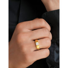 Zavya Solitaire Gold Plated 925 Sterling Silver Men's Ring